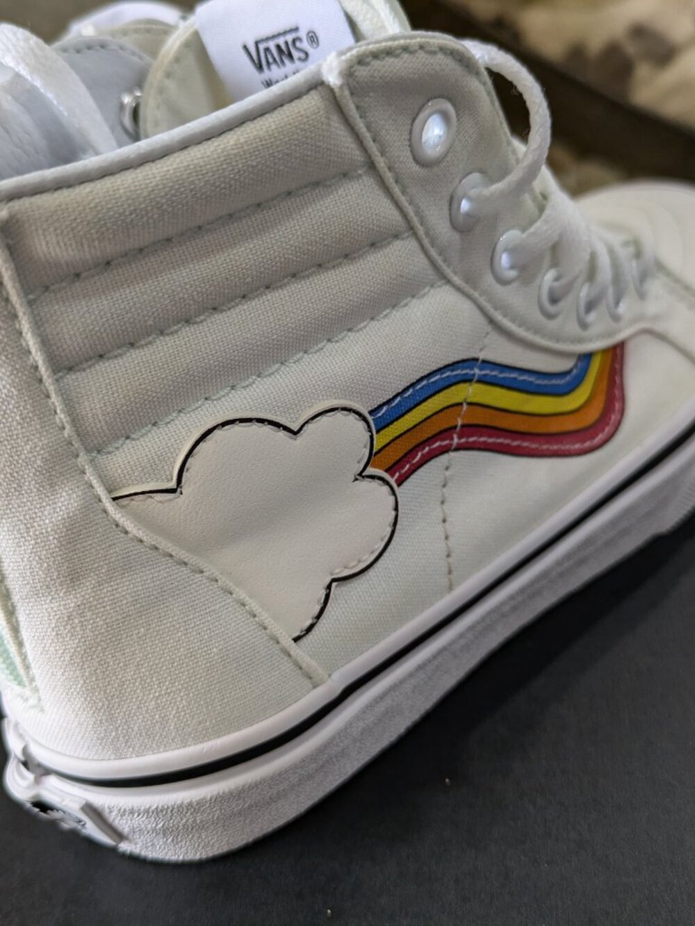VANS Sk8-hi Zip Rainbow Sidestripe Blue White Kids Shoes Size 3 - Picture 5 of 8